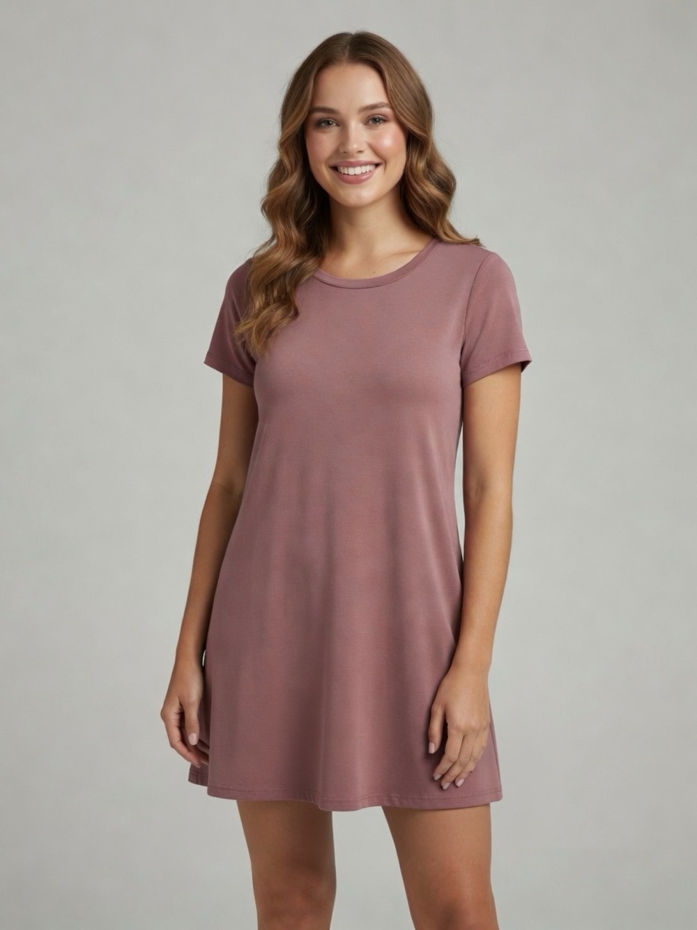 Alya Dusty Rose Short Sleeve Swing Dress Size S